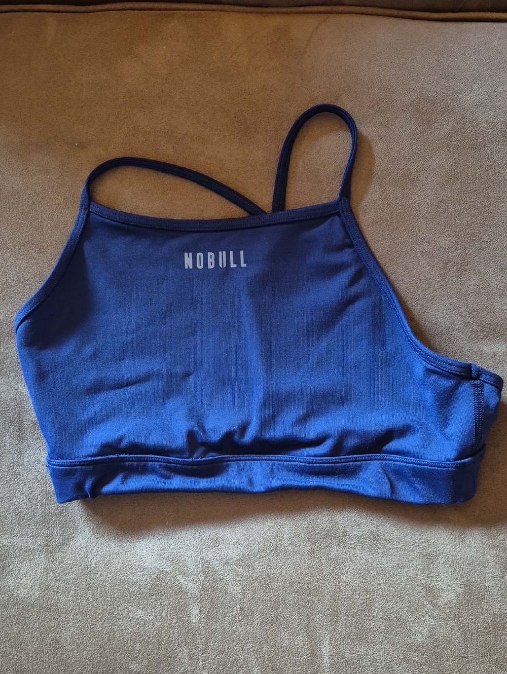 NOBULL Blue Strappy High-Neck Sports Bra